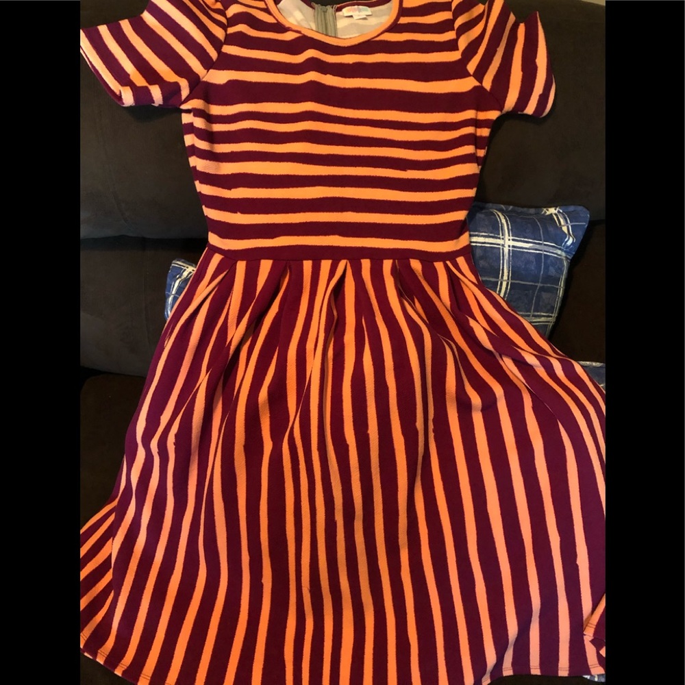 Dark Rust Red and Peach/orange Dress